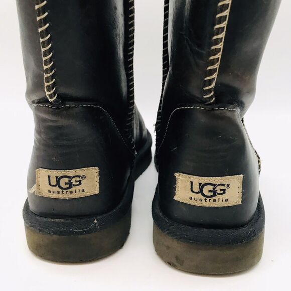 UGG Australia Oil Washed Sherpa Lined Leather Boots Women's 10 Waterproof Winter - Picture 7 of 13